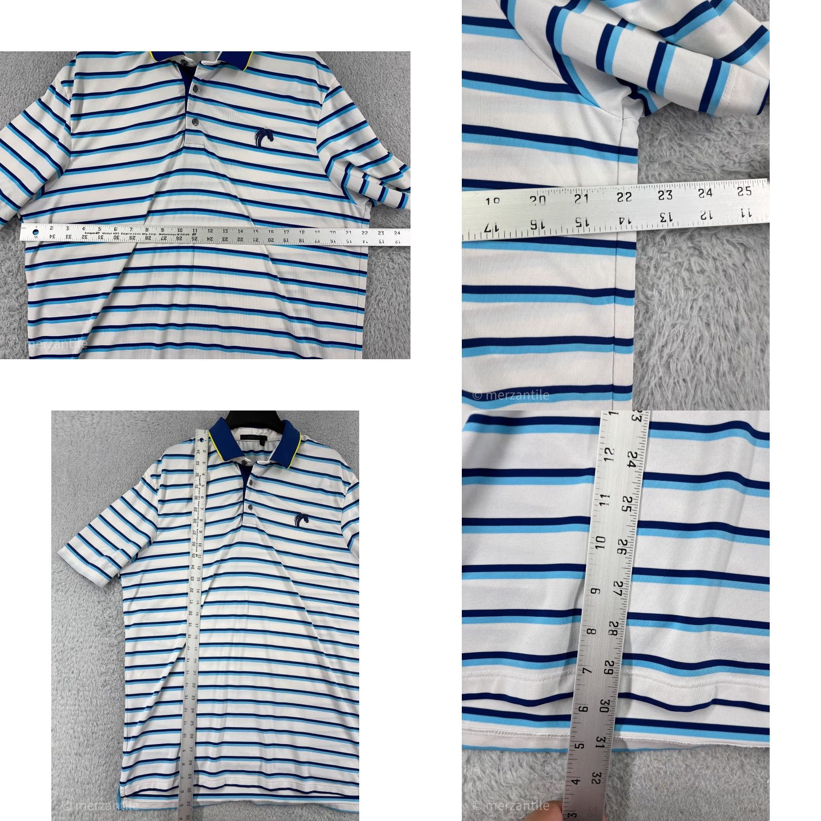 Vintage Greyson Polo Shirt Men Medium Blue White Stripe Golf Cotton Blend Outdoor Size US M / EU 48-50 / 2 - 9 Thumbnail