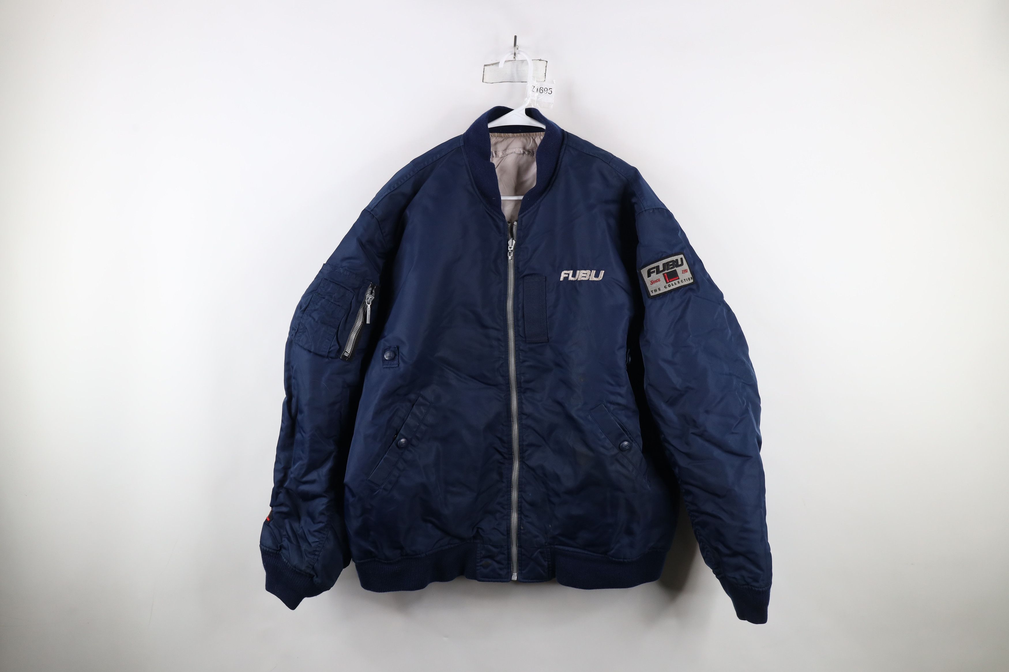 Fubu × Vintage Vintage 90s Fubu Spell Out Reversible Military Bomber Jacket Size US XL / EU 56 / 4 - 1 Thumbnail