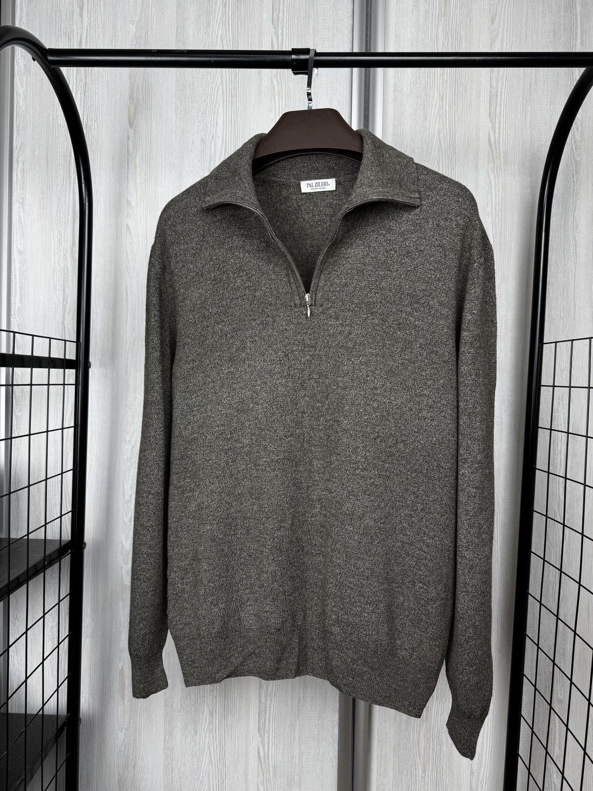 Pal Zileri Pal Zileri Wool Cashmere grey-brown 1/4 zip pullover sweater Size US L / EU 52-54 / 3 - 1 Thumbnail