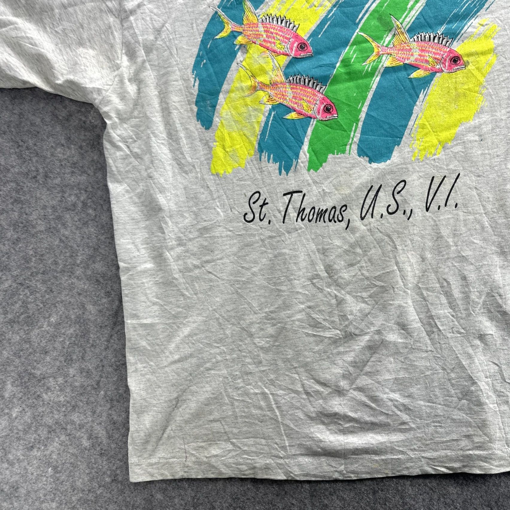 Vintage VINTAGE Screen Stars Best Shirt Mens XL Gray Fish Graphic Tee USA 90s St Thomas USVI Size US XL / EU 56 / 4 - 5 Thumbnail