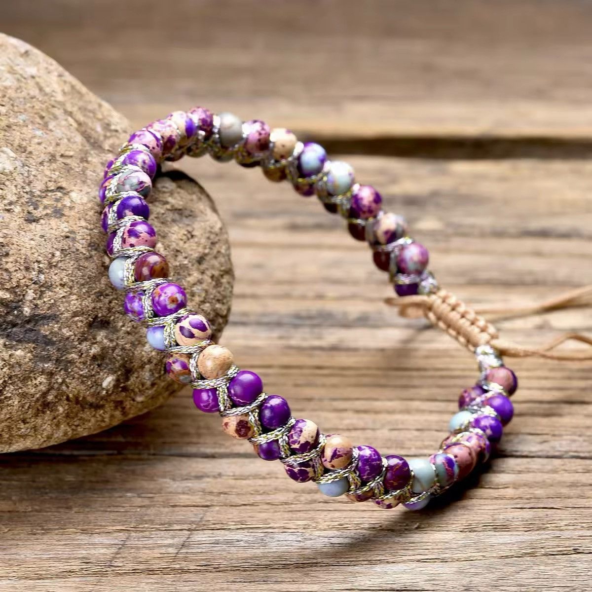 Jewelry Natural Stone Healing Beads Braided Bracelet Size ONE SIZE - 1 Thumbnail