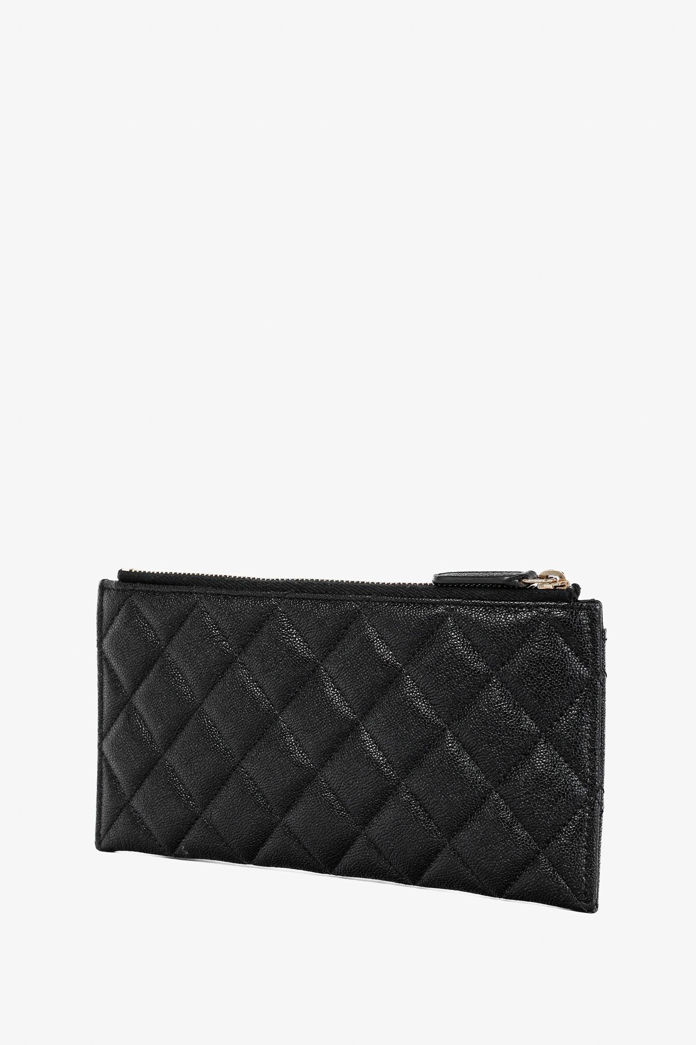 Chanel Chanel Black Caviar Leather Quilted Boy Zip Pouch Size ONE SIZE - 3 Thumbnail