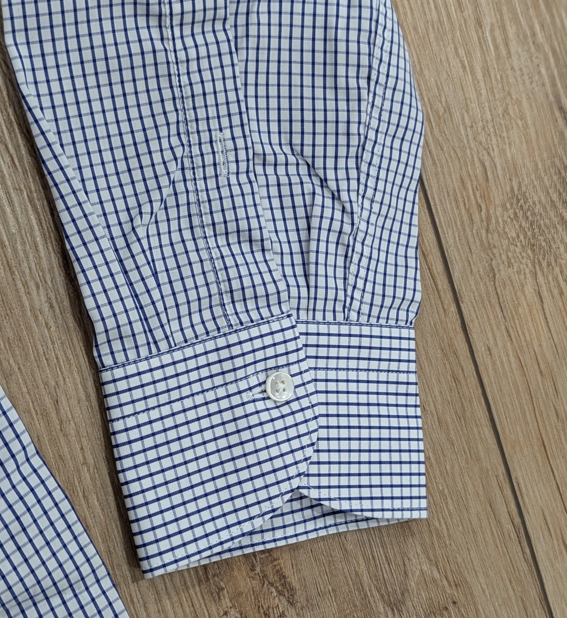 Canali CANALI Grid Cotton Dress Shirt Blue 45 US 17.75 Modern Fit Size US XXL / EU 58 / 5 - 4 Thumbnail