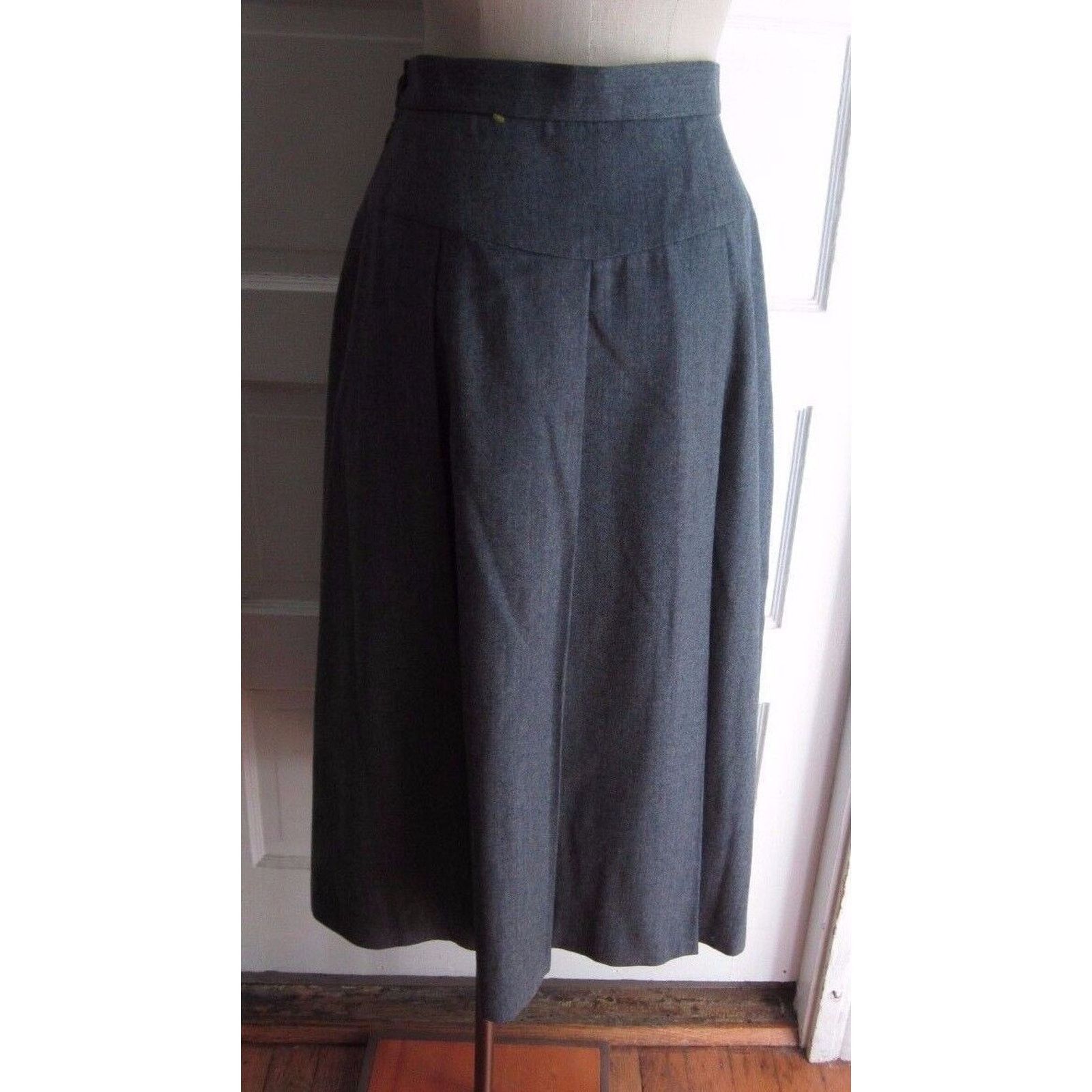 Other Vtg John Meyer Wool Box Side Pleated Midi Skirt Gray 1970s Size 30" / US 8 / IT 44 - 6 Thumbnail