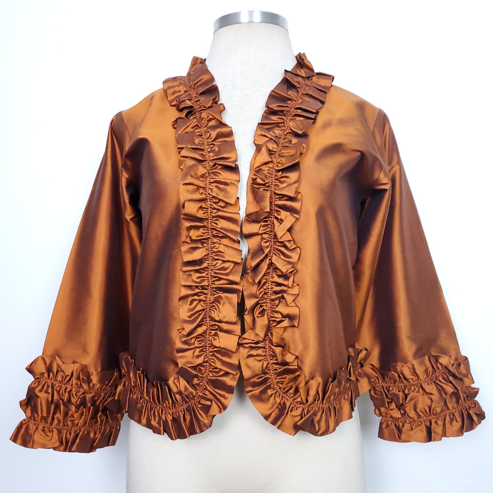 Other Richard K Tsao Orange Silk Ruffle Statement Jacket M Size M / US 6-8 / IT 42-44 - 1 Thumbnail
