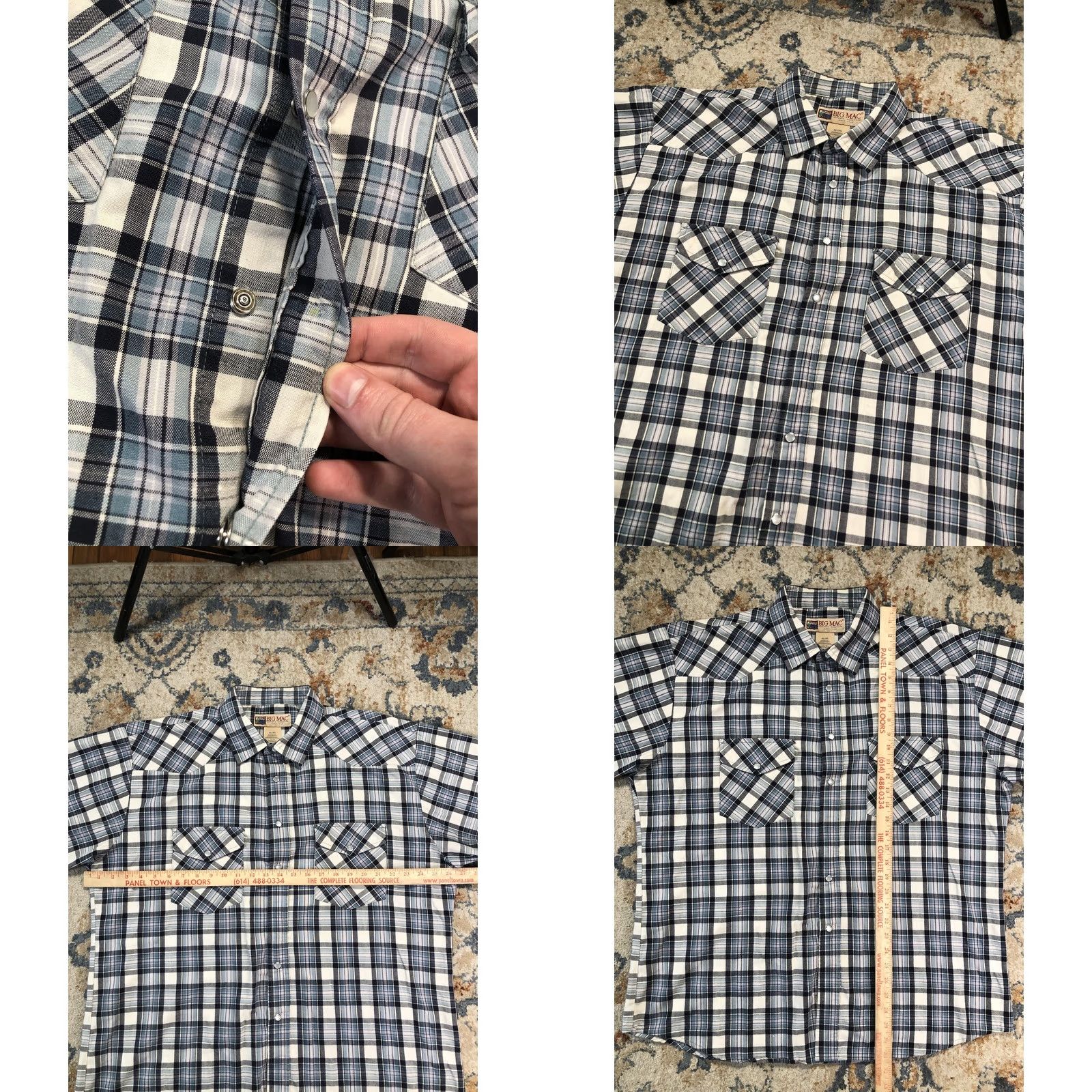 Vintage Big Mac Shirt Mens XL Blue Plaid Short Sleeve Western Pearl Snap Workwear Size US XL / EU 56 / 4 - 8 Thumbnail
