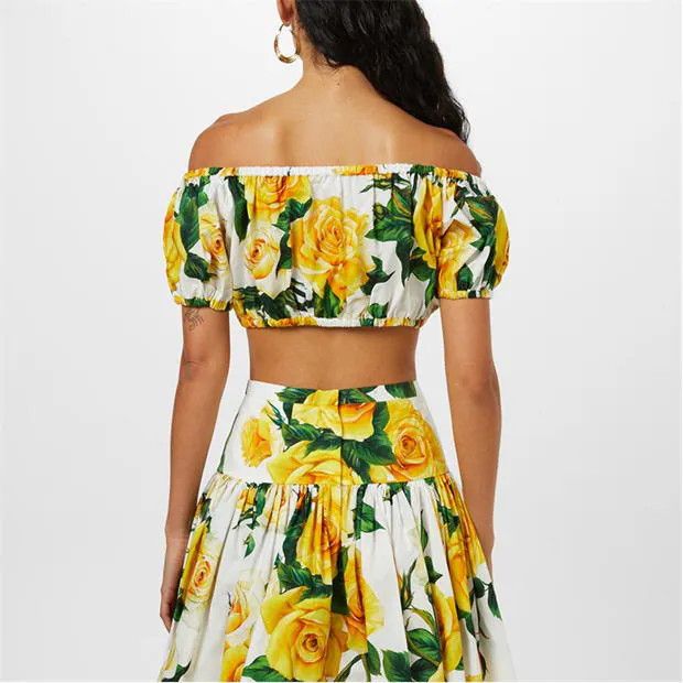 Dolce & Gabbana o1g2r1mq1024 Cotton Poplin Floral Bardot Top in Multicolor Size M / US 6-8 / IT 42-44 - 5 Thumbnail