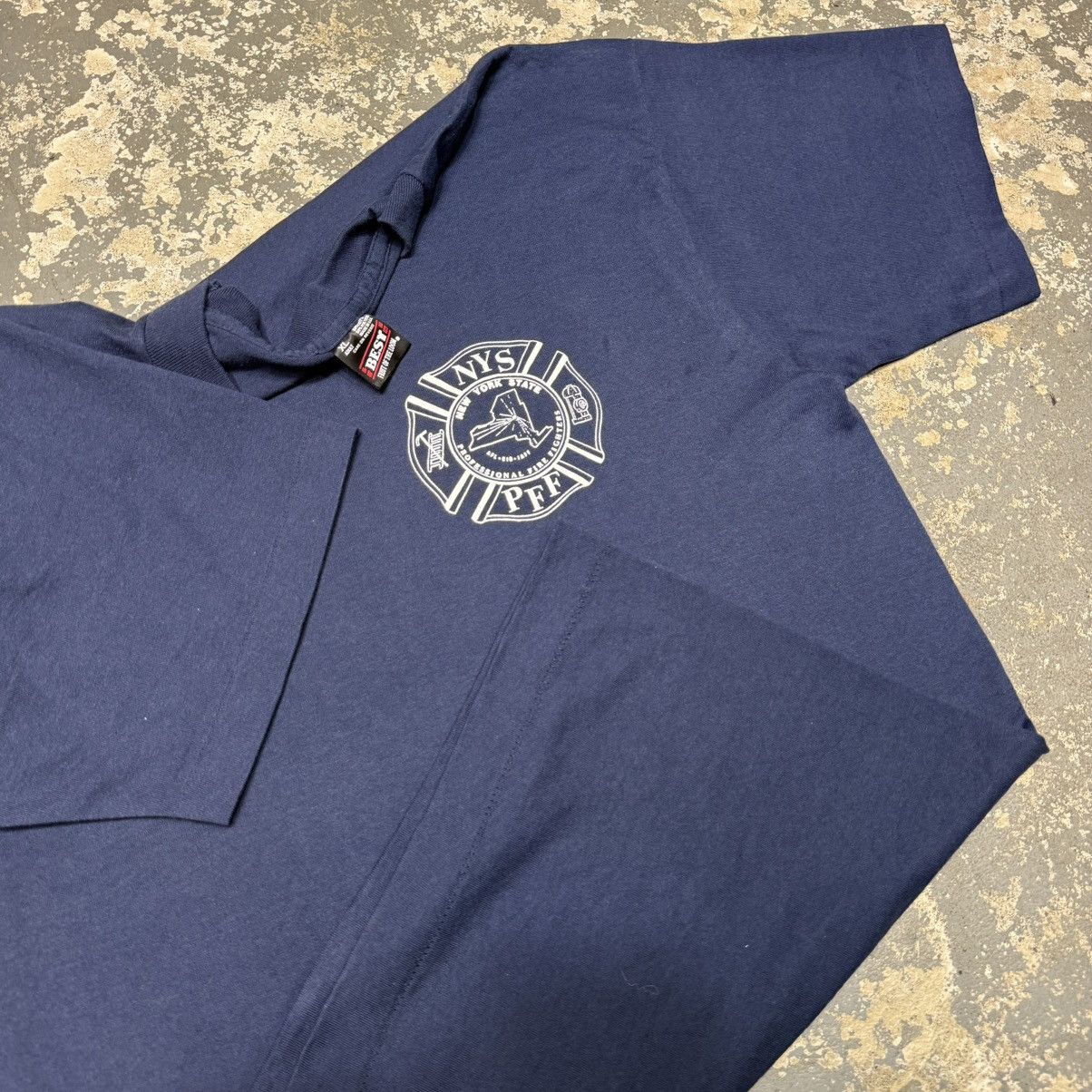 Vintage Vintage NYS Professional Firefighter Navy 90s Tshirt Size US XL / EU 56 / 4 - 7 Thumbnail