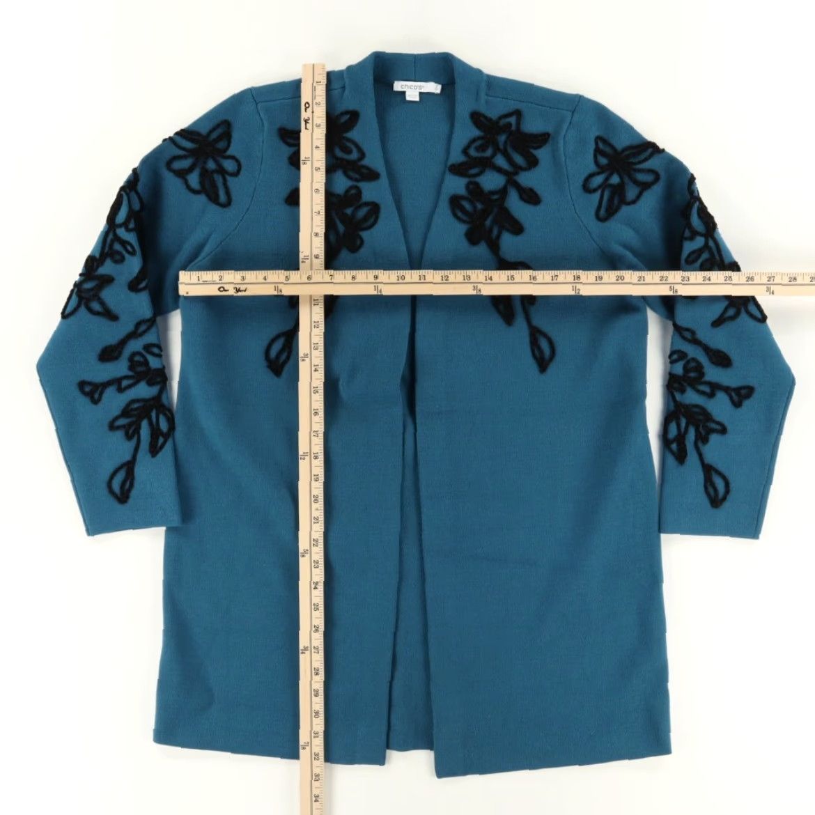 Vintage Chicos Cardigan Annalise Embroidered Solid Long Sleeve Teal Women's 2 Shirt Sweater Vintage N/A Size XS / US 0-2 / IT 36-38 - 3 Thumbnail
