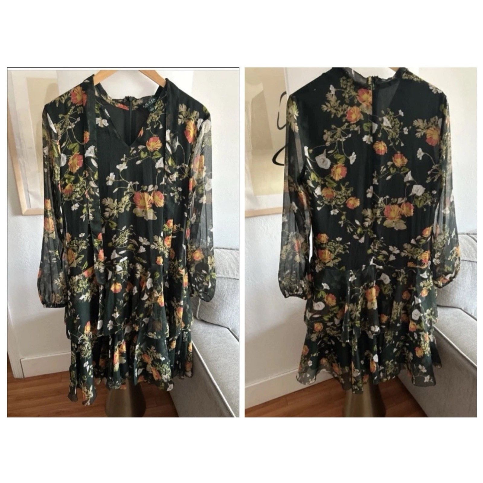 Ralph Lauren Lauren Ralph Lauren Floral Georgette Ruffles Dress Size 4 Size S / US 4 / IT 40 - 1 Thumbnail