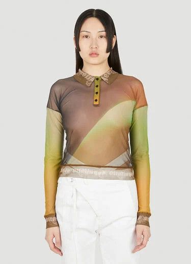 image of Ottolinger O1Mle0524 Mesh Polo Shirt In Multicolor, Women's (Size Small)