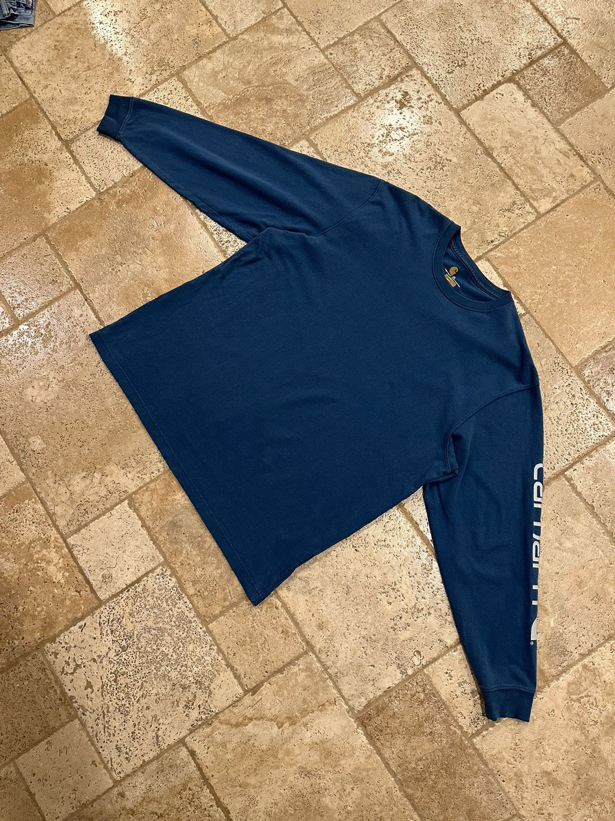 Carhartt × Vintage Vintage Carhartt Blue Long Sleeve Spell Out Logo T-Shirt Size US XL / EU 56 / 4 - 5 Thumbnail