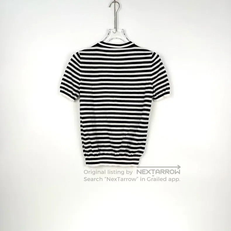 Prada Prada Dark blue striped letter knitted short sleeves Size US XXS / EU 40 - 4 Thumbnail
