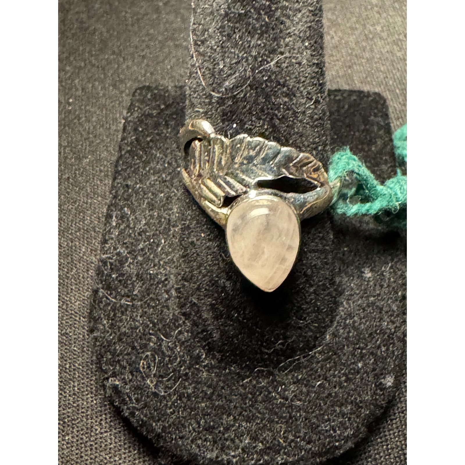 Other 925 Sterling Silver Rose Quartz Leaf Ring Size 7.25 Size ONE SIZE - 3 Thumbnail