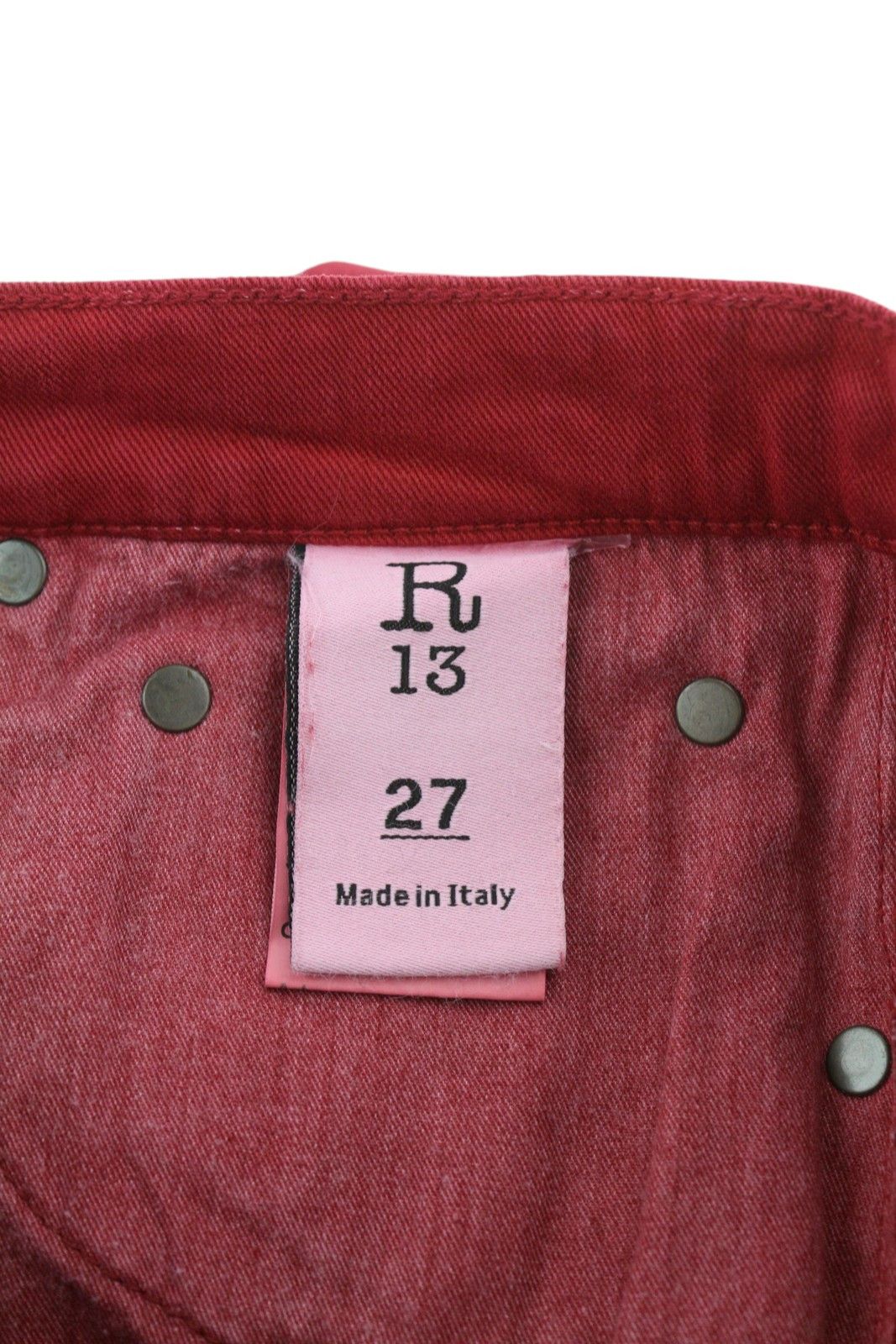 R13 JANE 27 Vivid Red Stretch Slim Straight Fit Pants 85772 Size 27" / US 4 / IT 40 - 8 Thumbnail