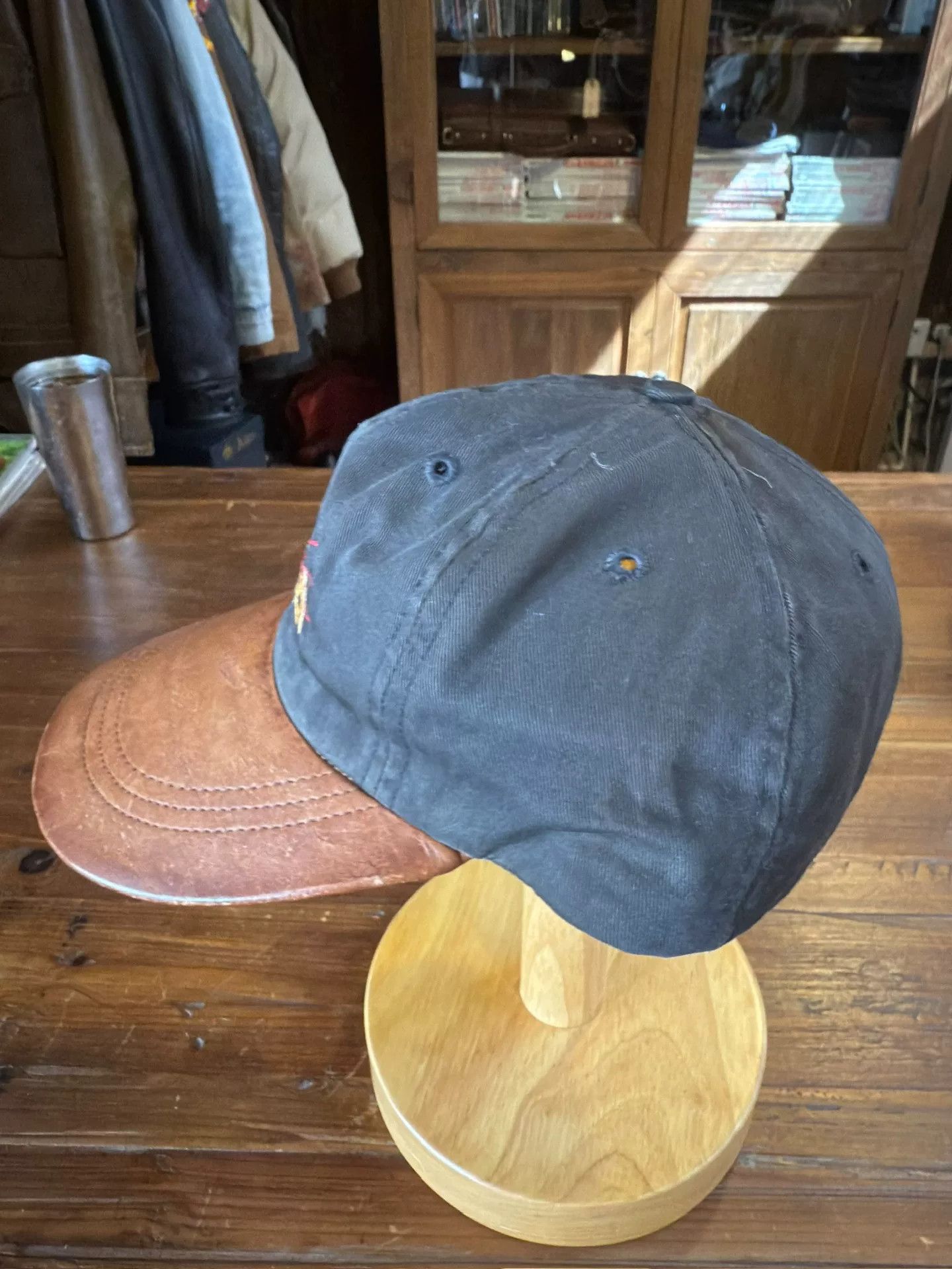 RRL Ralph Lauren Double RL Black Baseball Cap with Leather Brim Size ONE SIZE - 2 Thumbnail