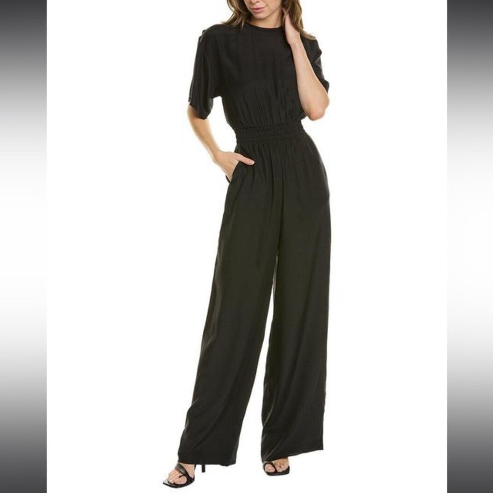 image of Atm Anthony Thomas Melillo New Atm Women's Black Charmeuse Silk Jumpsuit (Size 30)