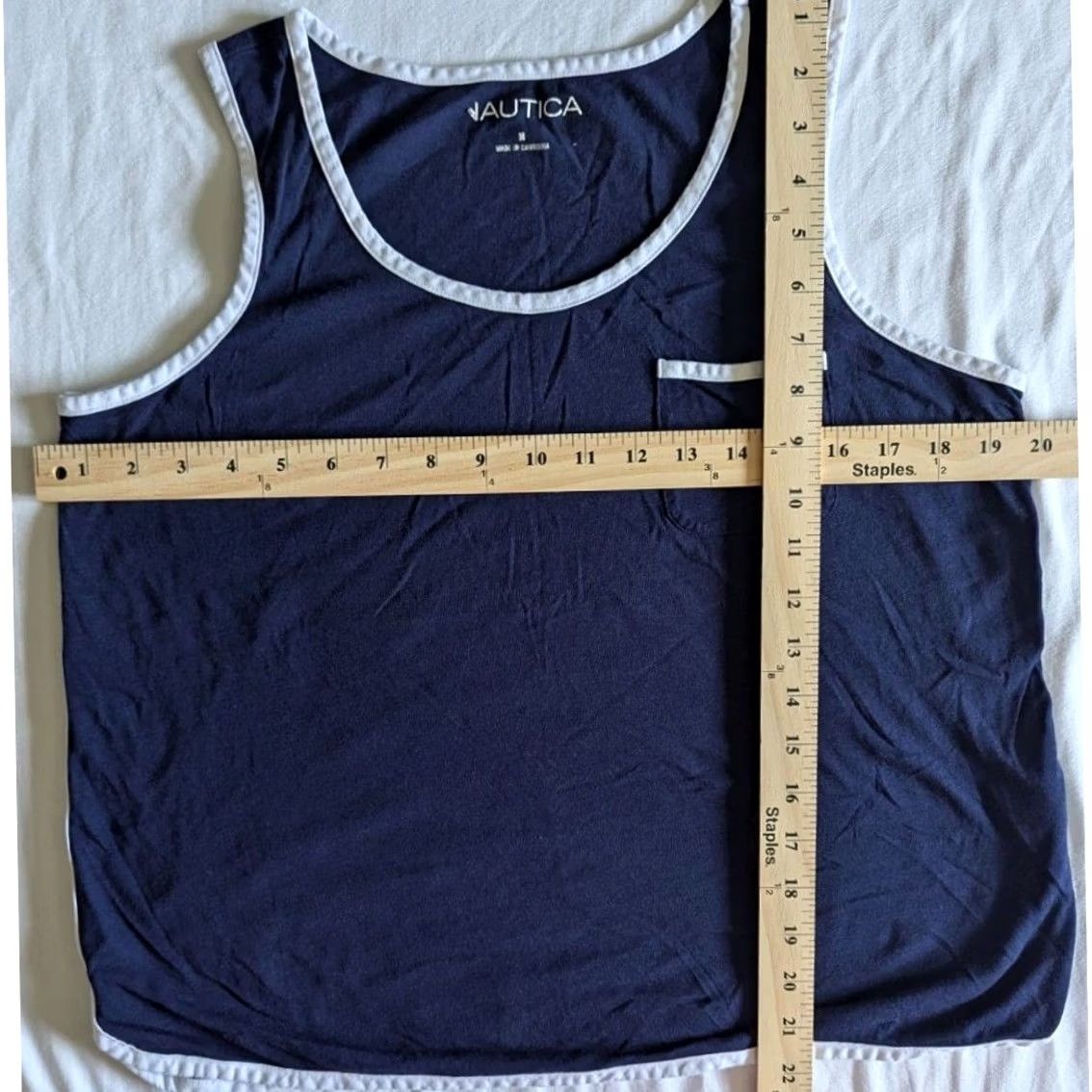 Nautica Nautica Tank Top Navy Blue Contrast Trim Pocket Sleeveless M Womens Casual Beach Classic Size M / US 6-8 / IT 42-44 - 4 Thumbnail