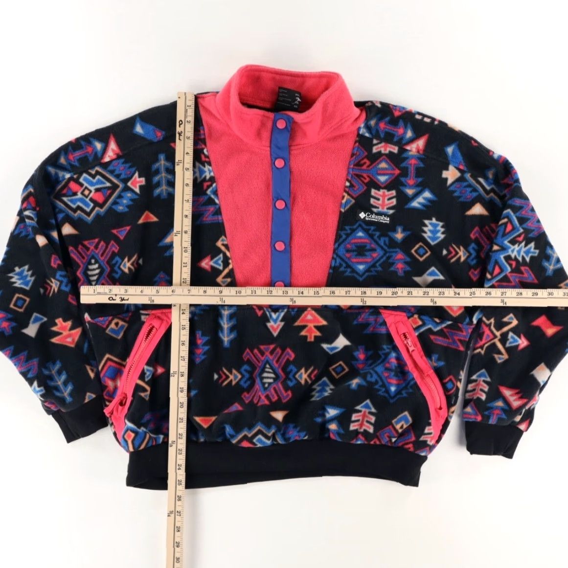 Vintage Columbia Wintertrainer Aztec Snap T Fleece All Over Print Mock Long Sleeve Sweater Black Women's 2XL Size XXL / US 16-18 / IT 52-54 - 3 Thumbnail