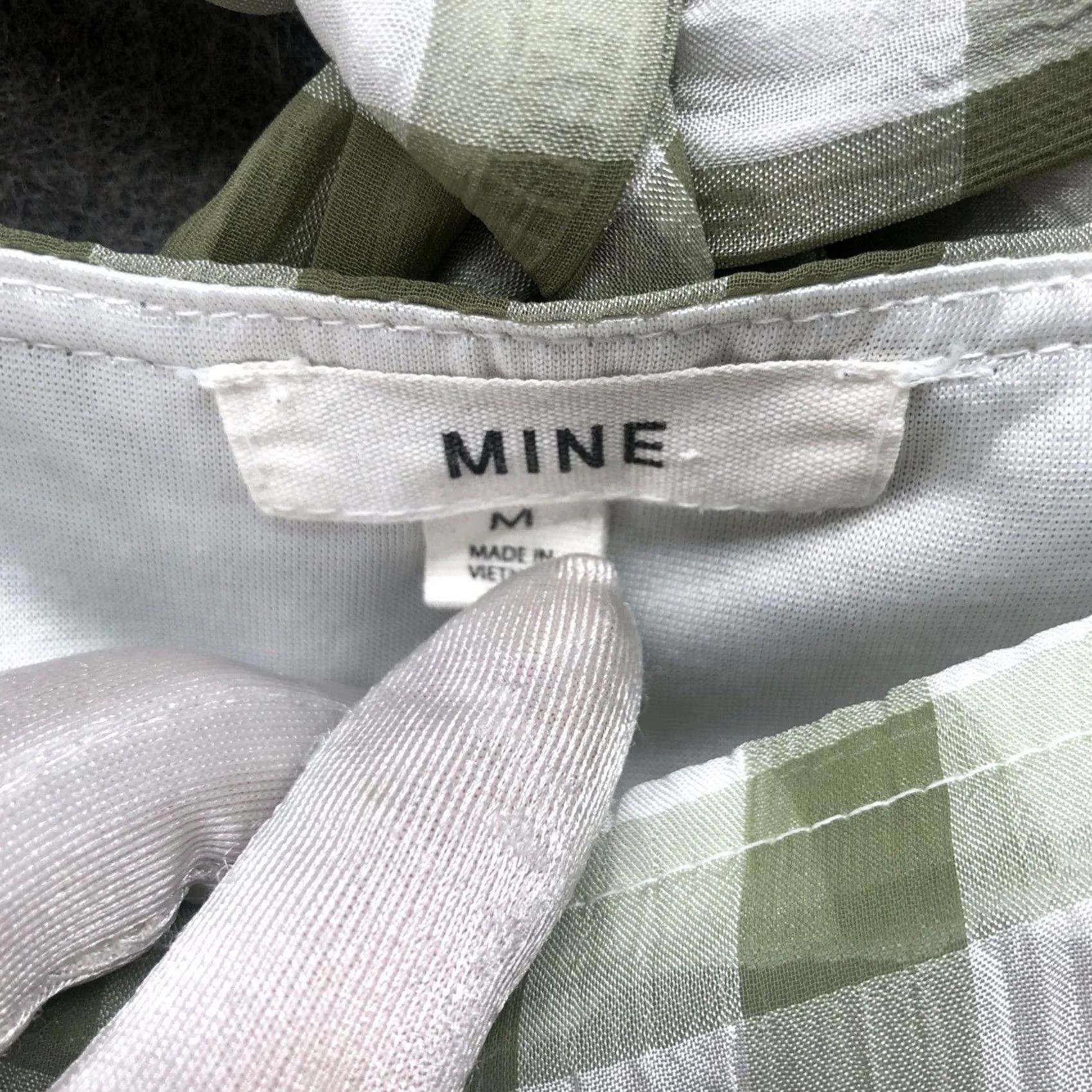 Vintage Mine Square Neck Chiffon Mini Dress M Sage Green Gingham Puff Sleeve Tiered Women Short Sleeve Spring Summer Casual Formal Party/Cocktail | MINE Dress Size M / US 6-8 / IT 42-44 - 5 Thumbnail