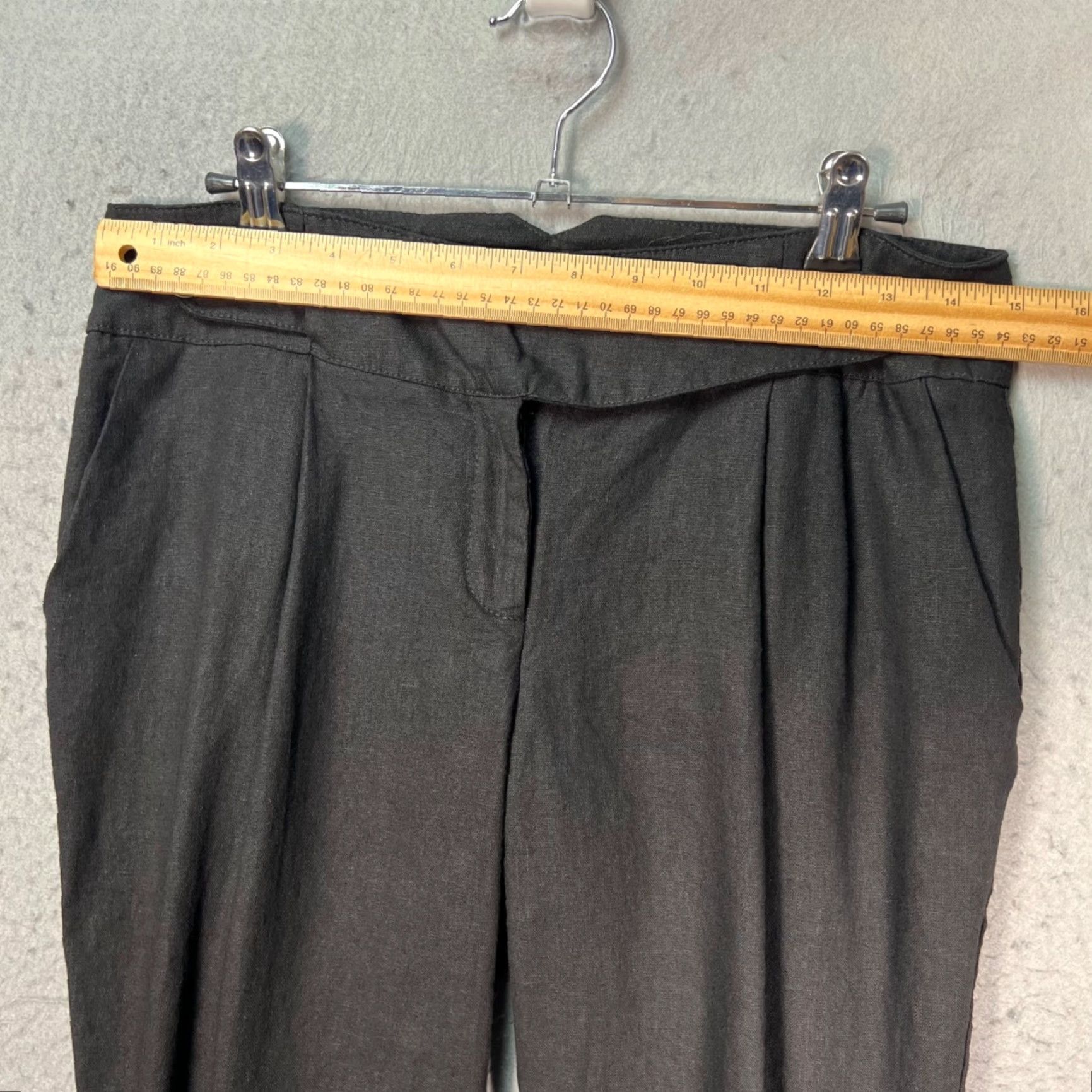 Asos ASOS Womens 6 Black High-Waisted Linen-Blend Tapered Leg Pants Shirt? Wait Size 28" / US 6 / IT 42 - 5 Thumbnail
