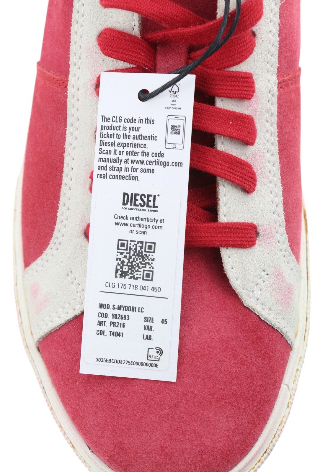 Diesel S-MYDORI LC EU45 Red Suede Leather 41532 Size US 12 / EU 45 - 10 Thumbnail