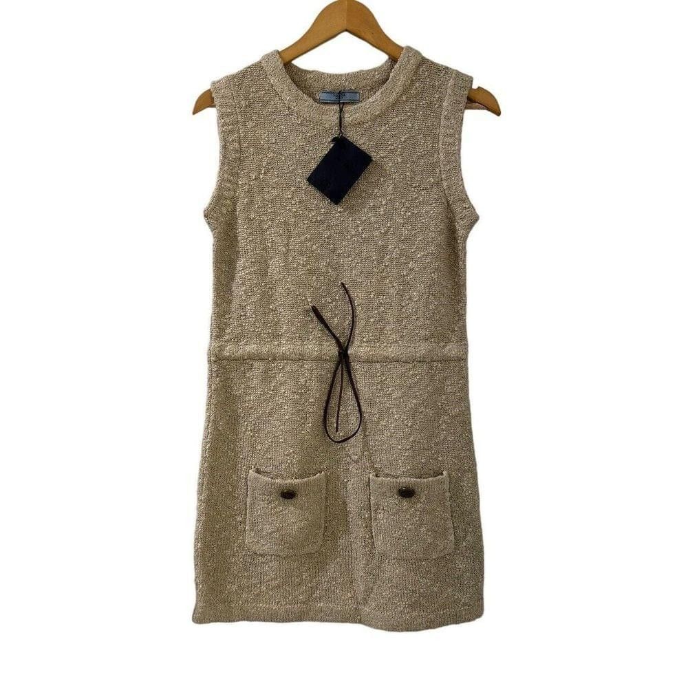 Prada PRADA Boucle Drawstring Mini Dress NWT S Oatmeal Authentic Size S / US 4 / IT 40 - 1 Thumbnail