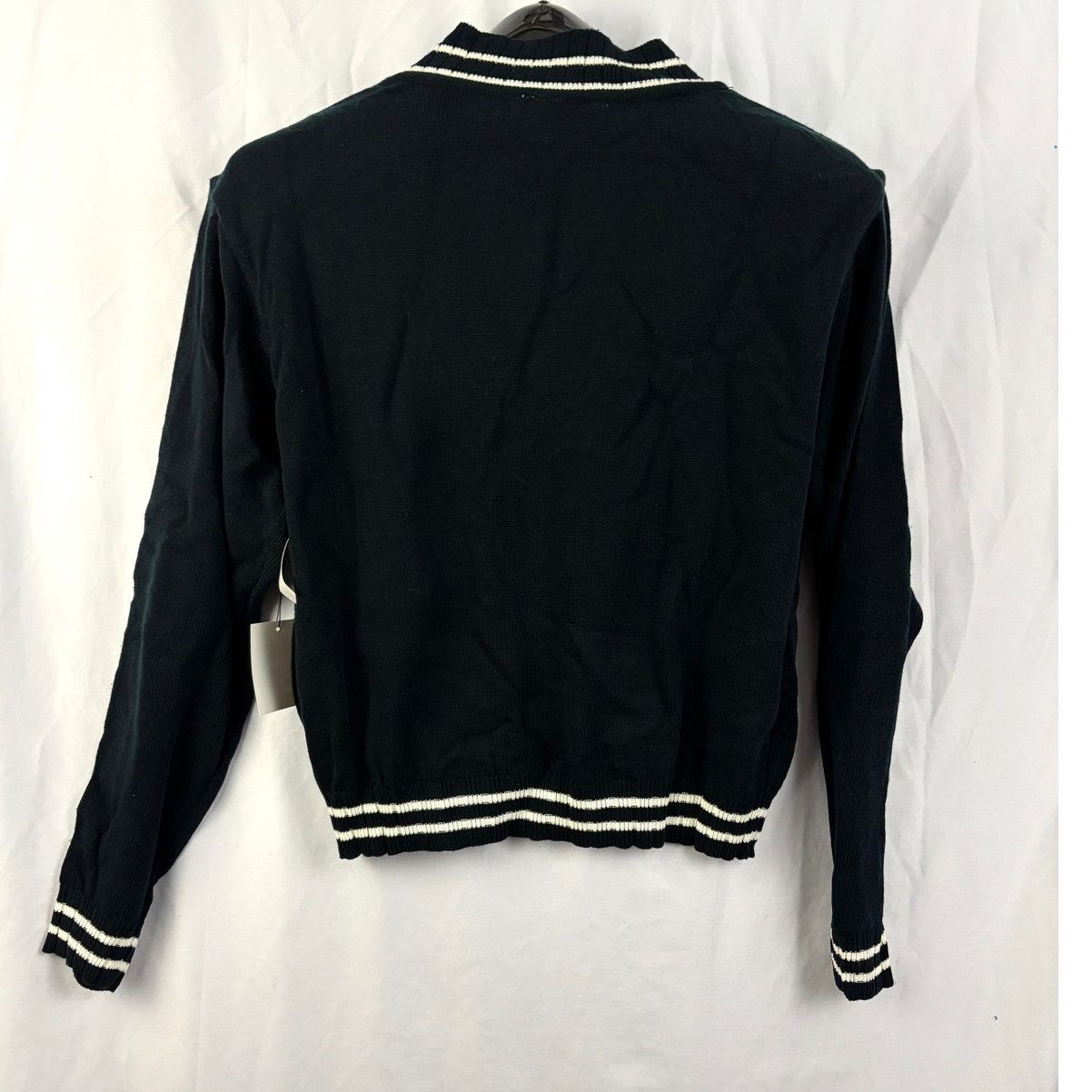 ESSAY Vintage Black Stripe Cardigan Sweater Cropped Preppy S NWT Size S / US 4 / IT 40 - 2 Thumbnail
