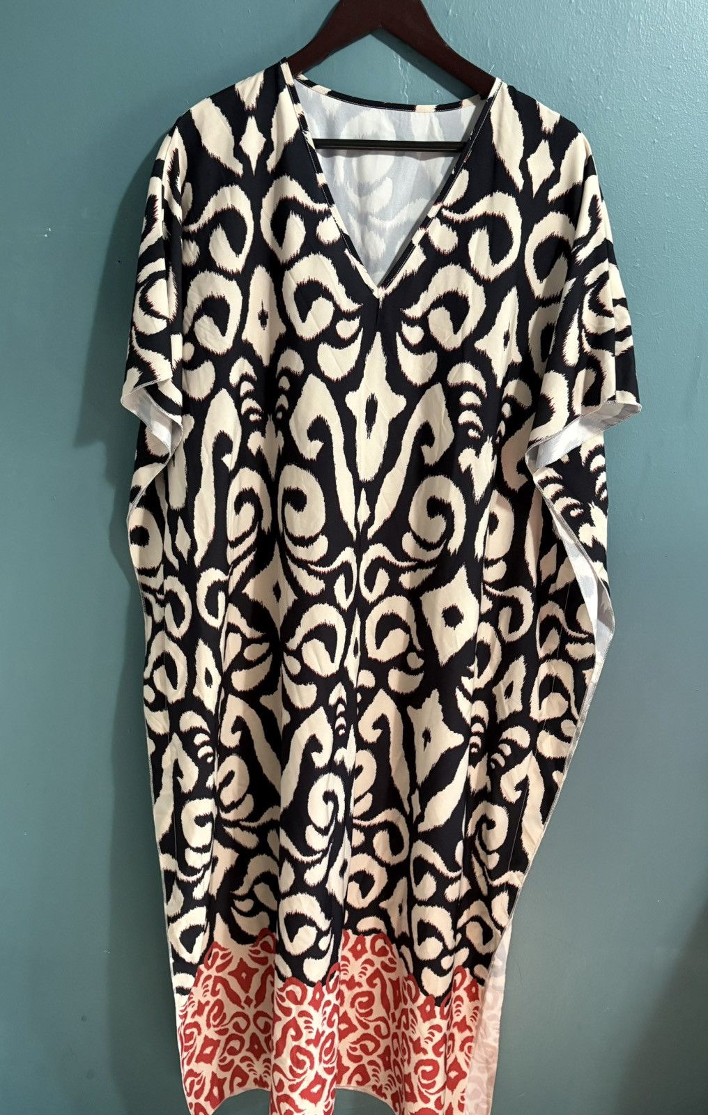 Shein V Neck Boho Graphic Print Sun Dress Vacation Dress Size ONE SIZE - 9 Thumbnail