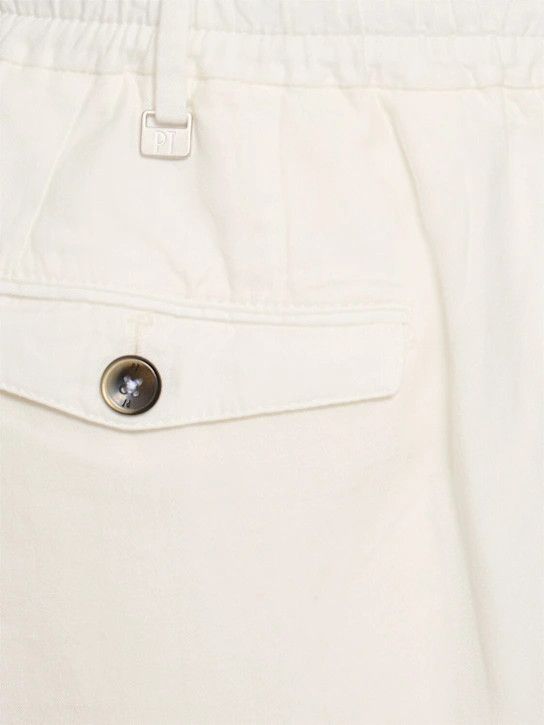 PT Torino o1lsvrm0425 Lyocell Blend Herringbone Shorts in Beige/White Size US 40 / EU 56 - 5 Thumbnail
