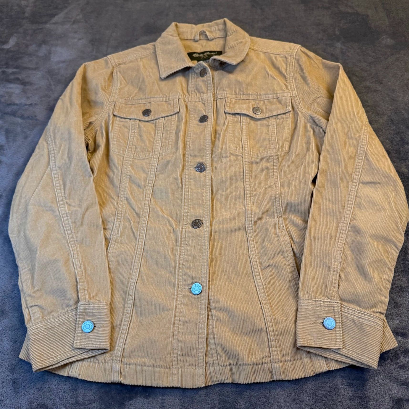 Eddie Bauer VINTAGE not applicable; use actual: Eddie Bauer Corduroy Trucker Jacket Tan Button Front Long Sleeve Womens Medium Size M / US 6-8 / IT 42-44 - 2 Thumbnail