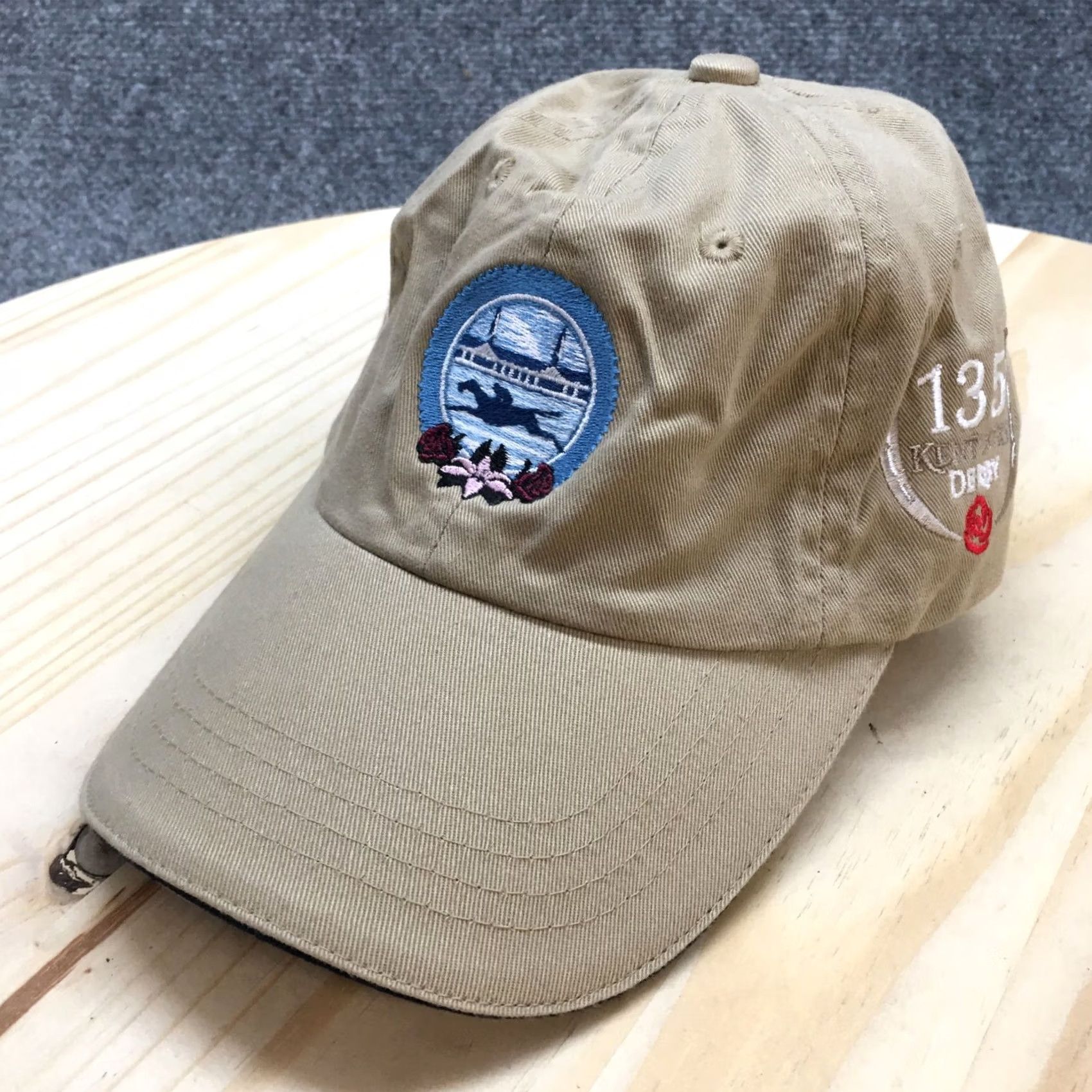 Vintage Kentucky Derby Baseball Cap Hat Mens Beige OS Adjustable Sportsman Size ONE SIZE - 2 Thumbnail