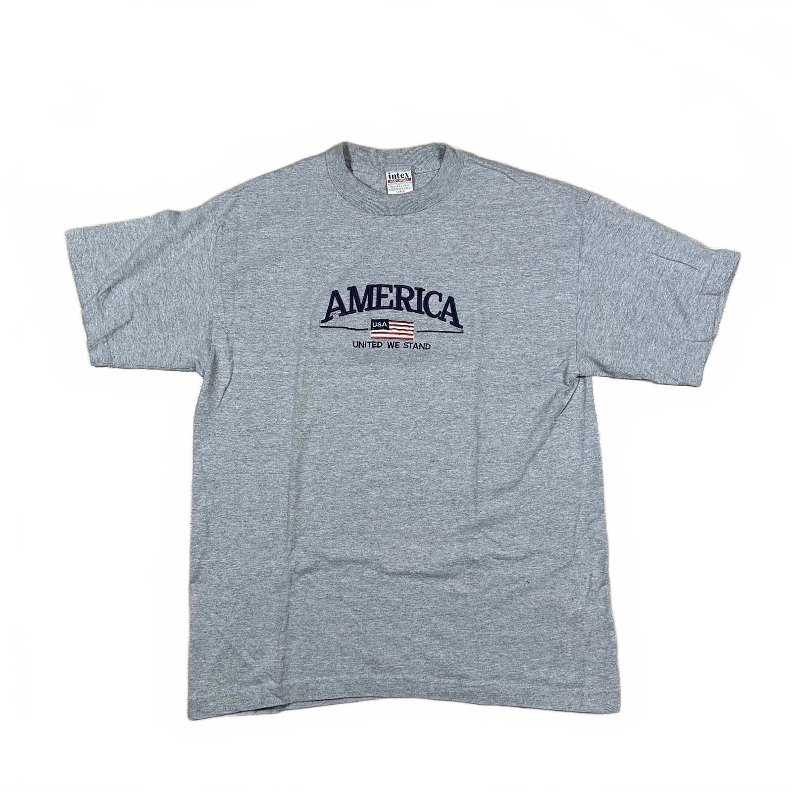 Index Intex Mens T-Shirt Large Gray America United We Stand Embro Size US L / EU 52-54 / 3 - 1 Thumbnail