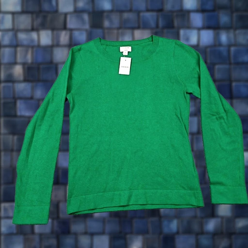 J.Crew J.Crew Sweater Womens S Green Merino Wool Crewneck Knit Pullover Regular Size Small Casual Fall Knitwear New with Tags Size S / US 4 / IT 40 - 1 Thumbnail