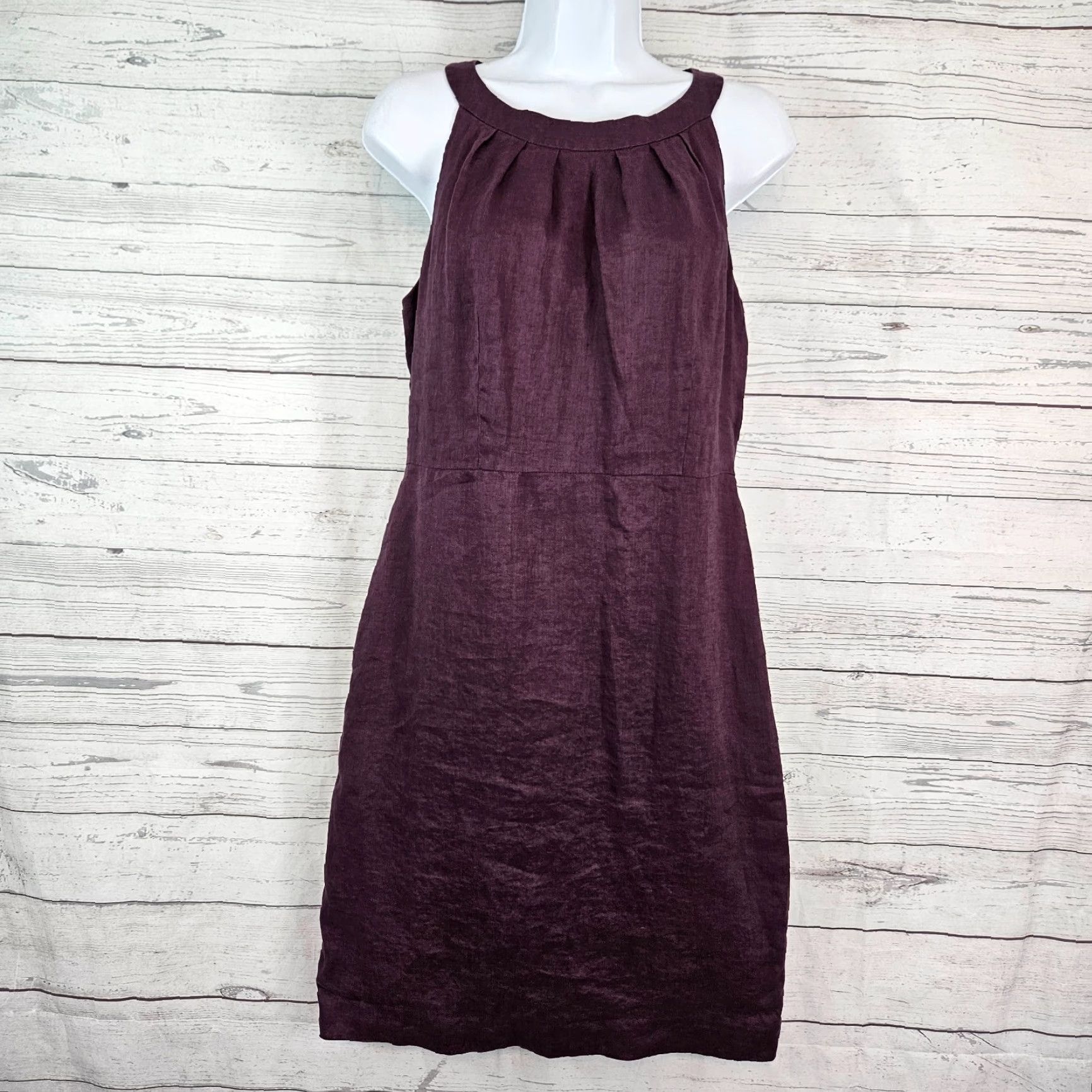 Loft LOFT Ann Taylor Womens Dress Solid Purple Linen Sleeveless Size 8 Knee Length Casual Summer Pencil Dress Womens Size M / US 6-8 / IT 42-44 - 2 Thumbnail