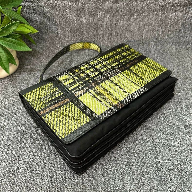 Prada PRADA Striped Nylon Accordion Handbag Green-2506 Size ONE SIZE - 3 Thumbnail