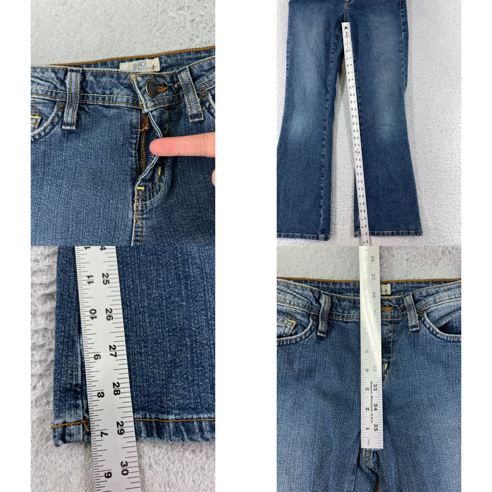 Denime SO Brand Women's Jeans Pants - Flared Low Rise Blue Denim Cotton - 7 Regular Fit Size 28" / US 6 / IT 42 - 8 Thumbnail