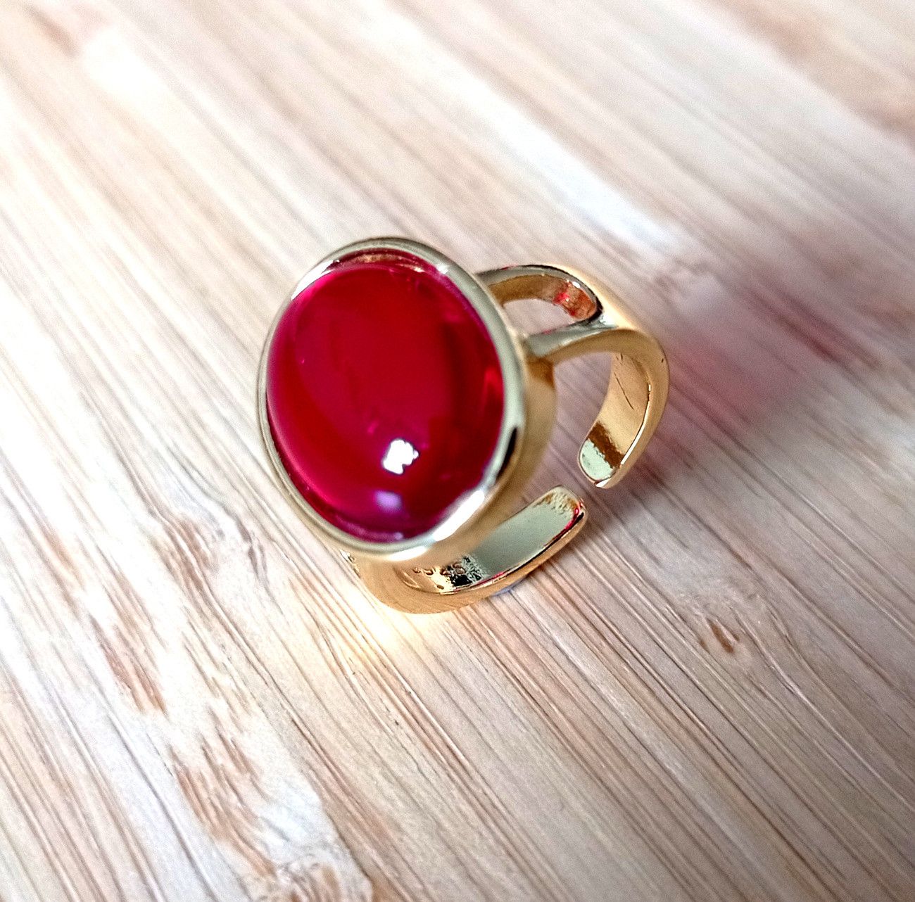 Designer × Vintage Stunning Shine Oval Garnet 925 Silver Gold Ring Unique Size ONE SIZE - 7 Thumbnail