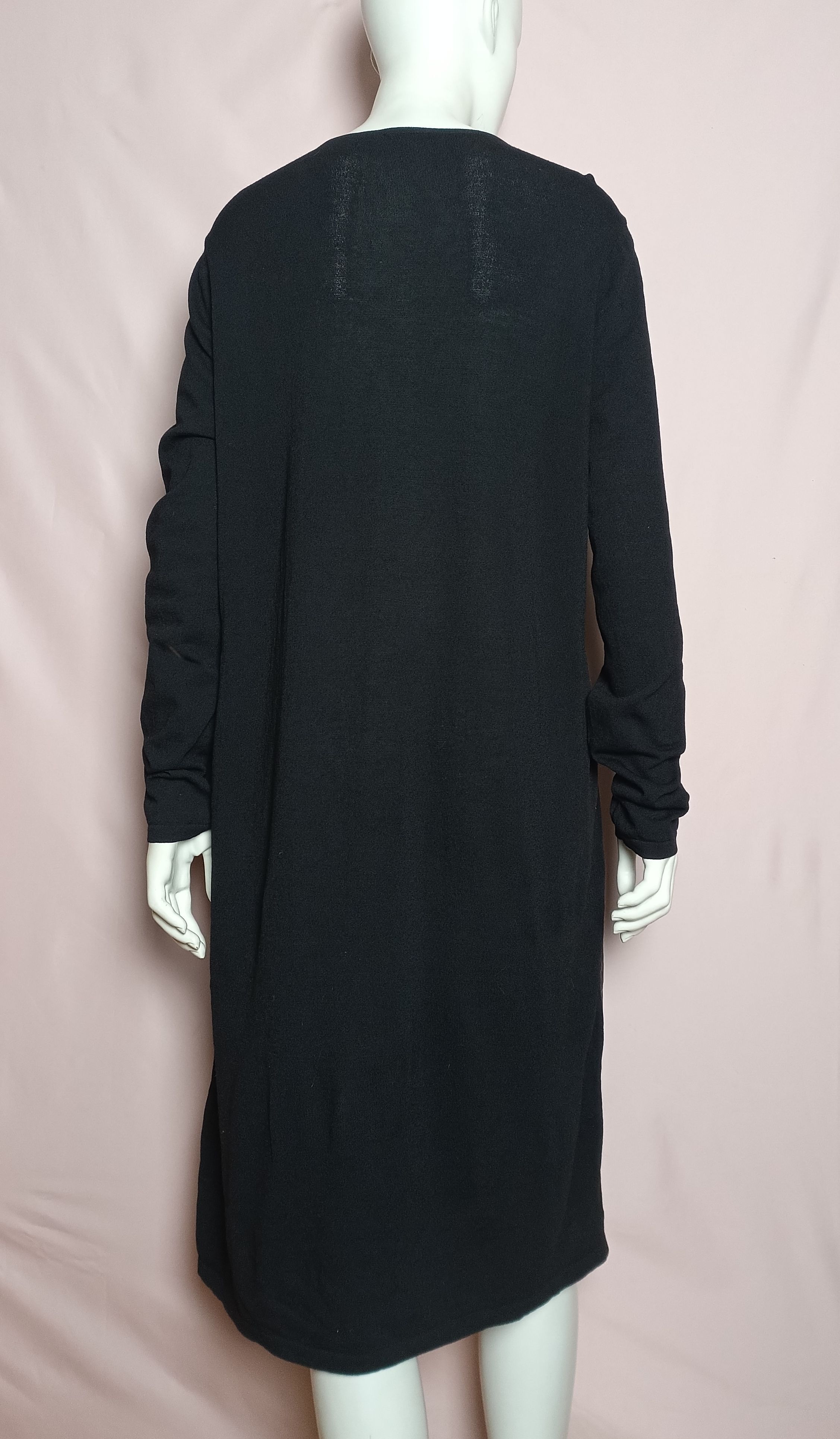 Annette Gortz Annette Gortz Black Wool Dress Leather Detail Size XL Size XL / US 12-14 / IT 48-50 - 3 Thumbnail