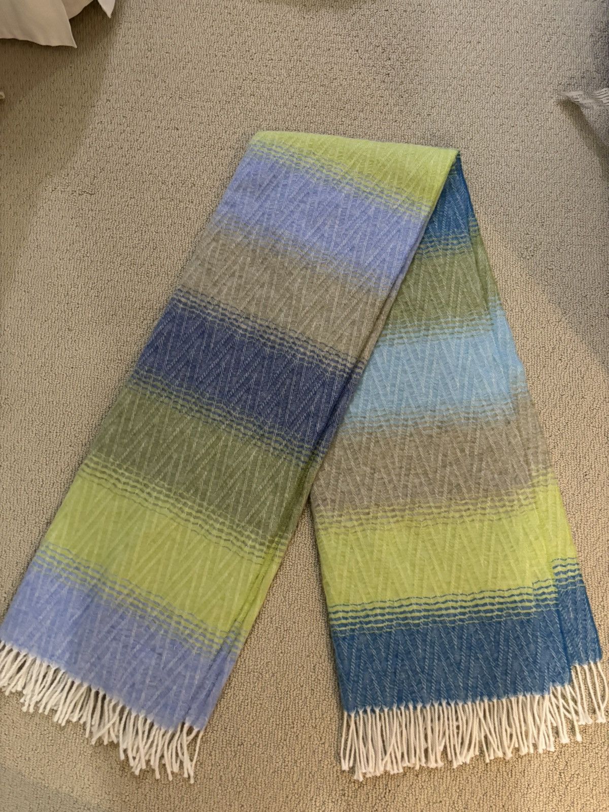 image of Missoni 100% Wool Bastien Throw Blanket in Blue Gradient, Women's
