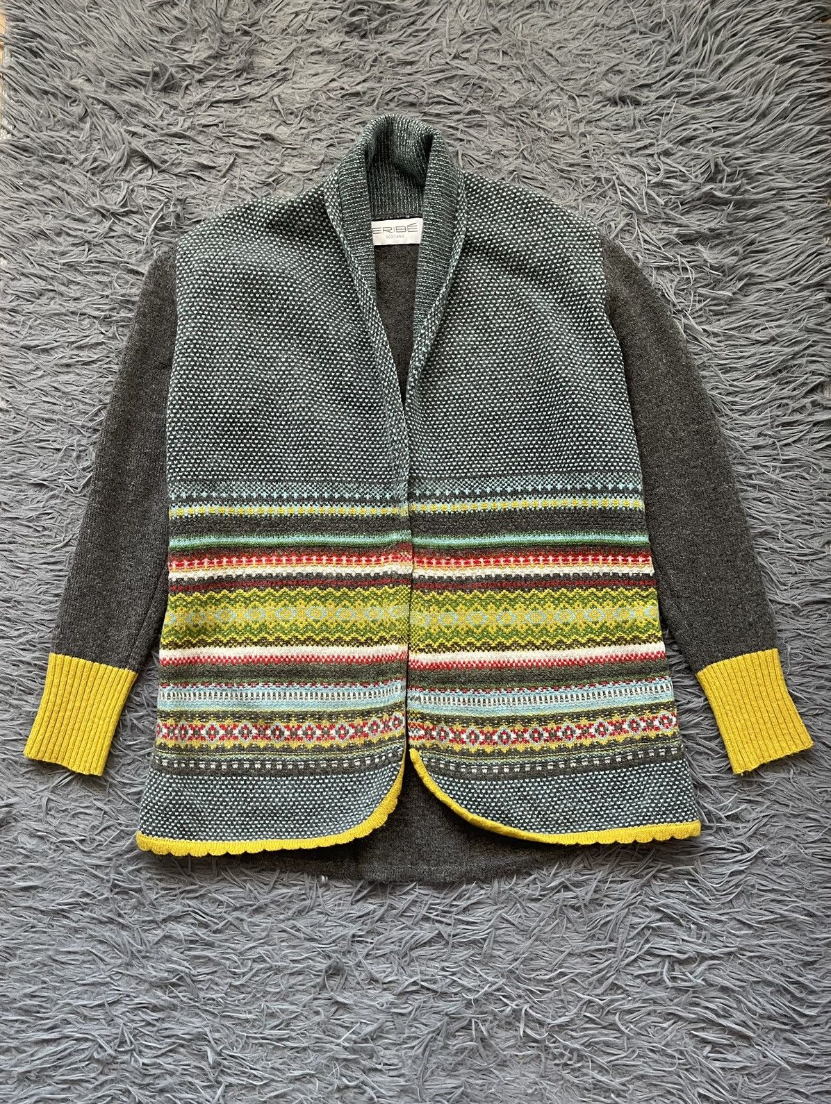 image of Avant Garde x Cashmere Wool Eribe 100% Wool Multicolor Ethnic Cardigan Sweater, Women's (Size Small