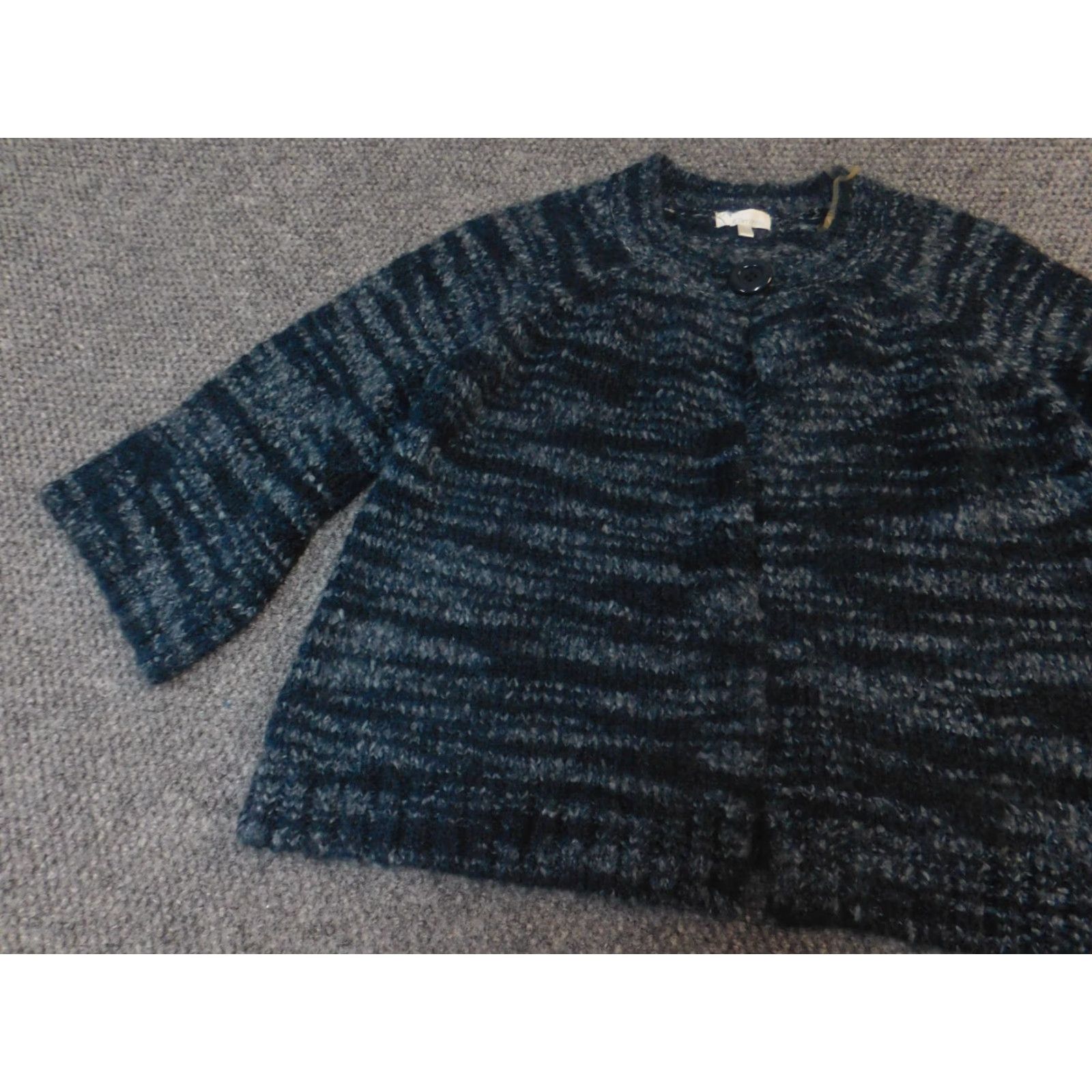 Vintage Currants Womens Cardigan Sweater Large Blue Stretch Crew Neck Long Sleeve Knit Cotton Regular Classic Size L / US 10 / IT 46 - 3 Thumbnail