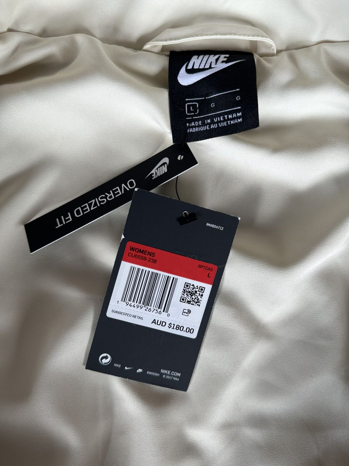 Nike Nike Womens Big Swoosh Faux Fur Jacket Large CU6558-238 Size L / US 10 / IT 46 - 2 Thumbnail