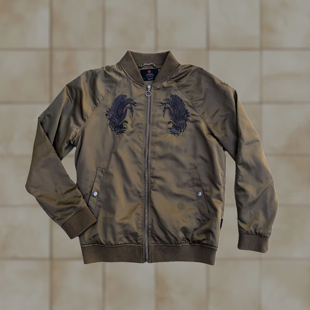 Vintage Premium Collection Embroidered Birds Bomber Jacket Men M Green Size US M / EU 48-50 / 2 - 1 Thumbnail