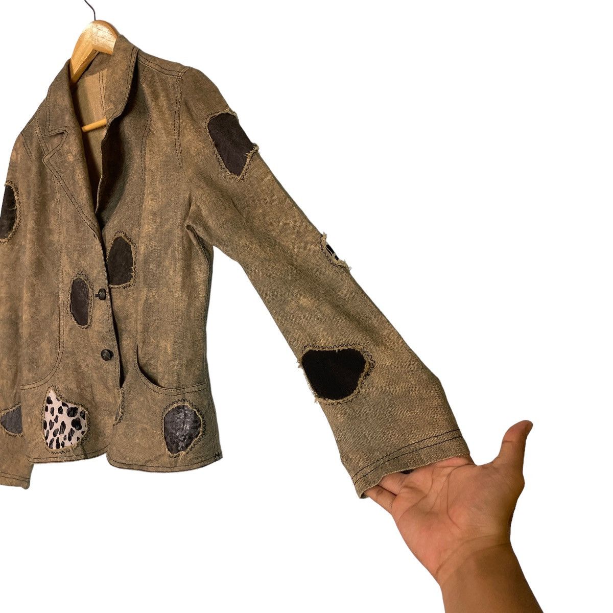 Designer × Japanese Brand Japanese Bondage Patchwork Blazer Size L / US 10 / IT 46 - 9 Thumbnail
