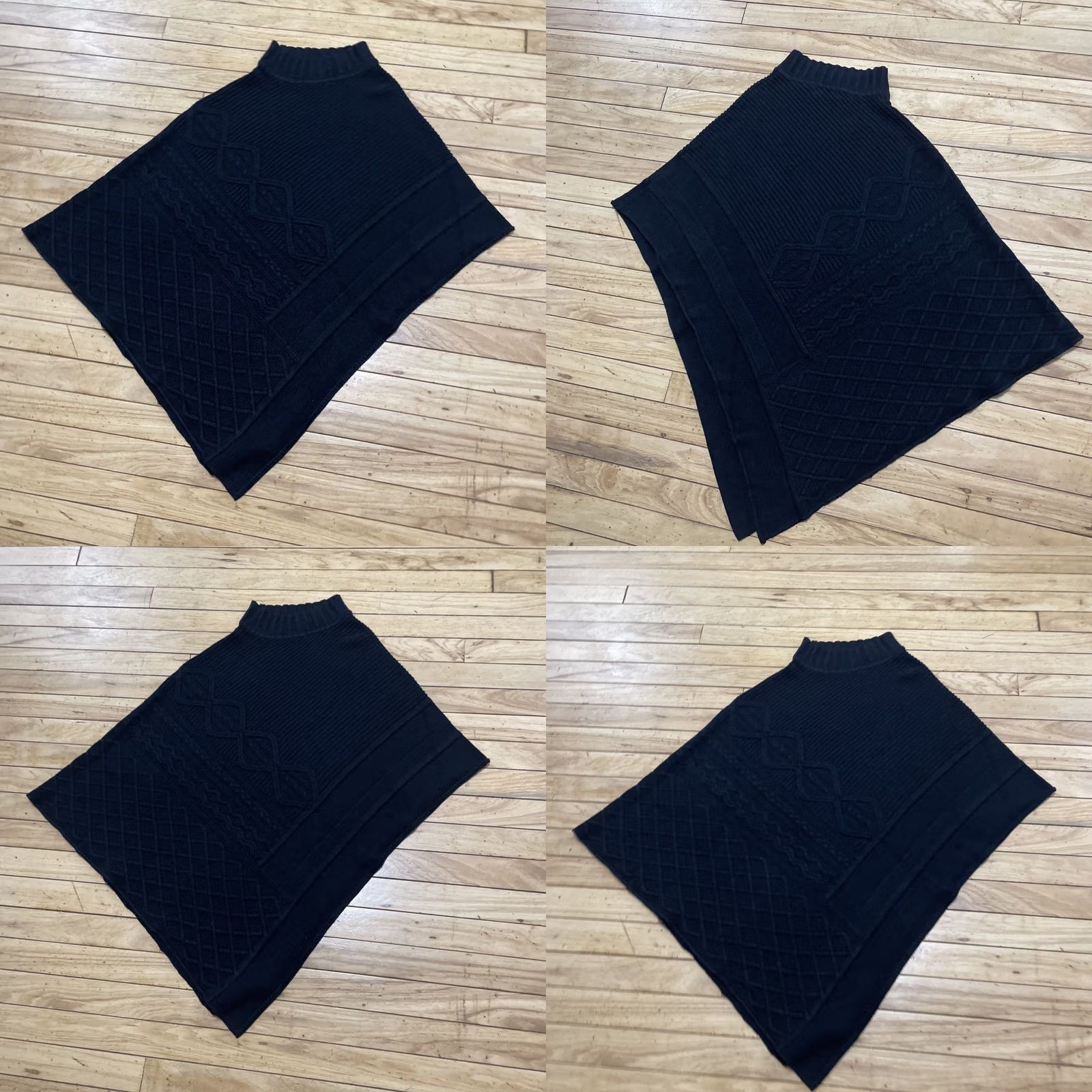 Vintage VINTAGE Ivy Knit Poncho Top Kafkan Cable Knit Black Women M Black Old Money Chic Sweater Ladies Casual Built-in Stretch 80s 90s y2k Size M / US 6-8 / IT 42-44 - 9 Thumbnail