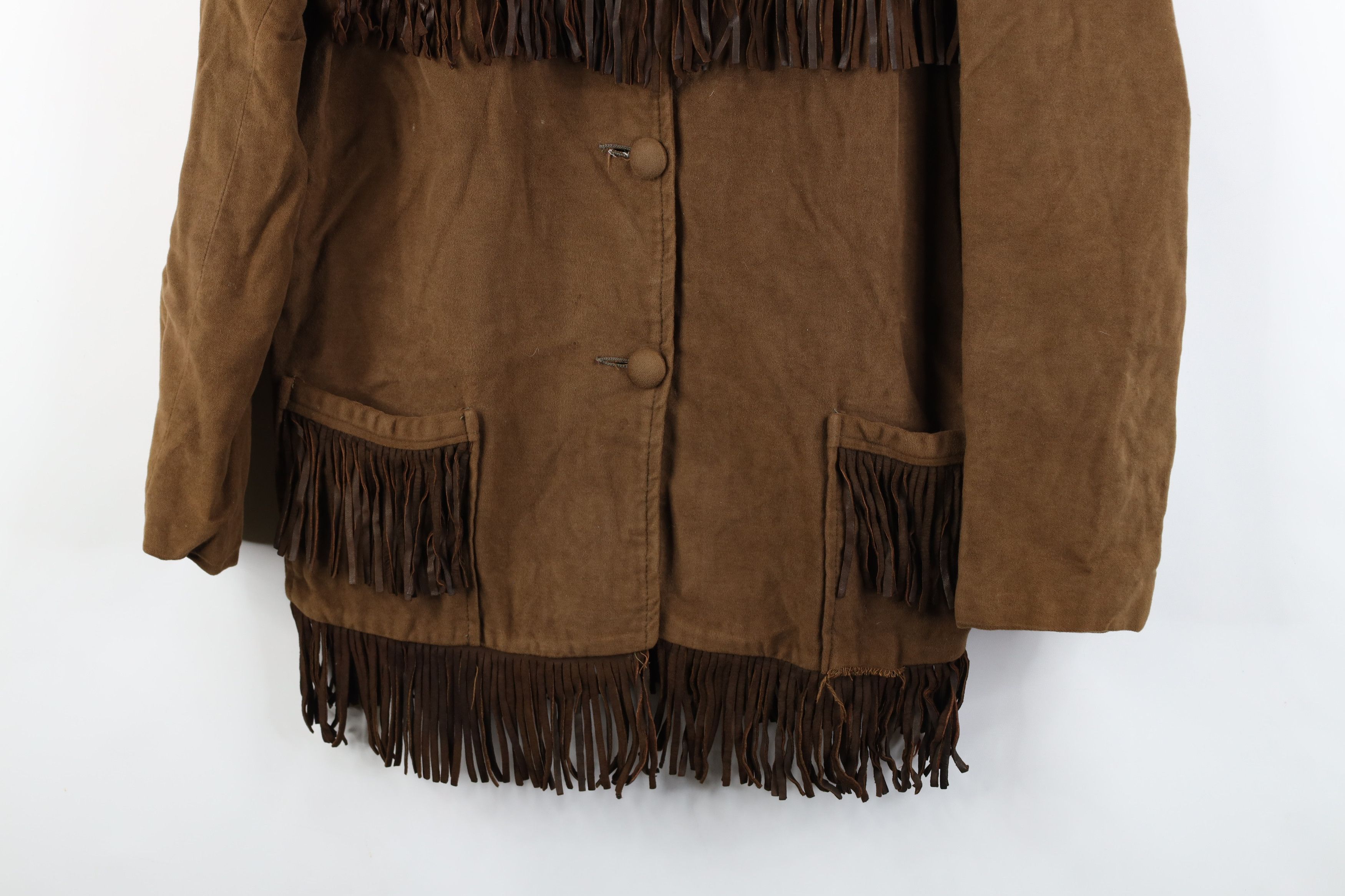 Vintage Vintage 60s 70s Western Fringed Button Jacket Brown USA Size XL / US 12-14 / IT 48-50 - 3 Thumbnail