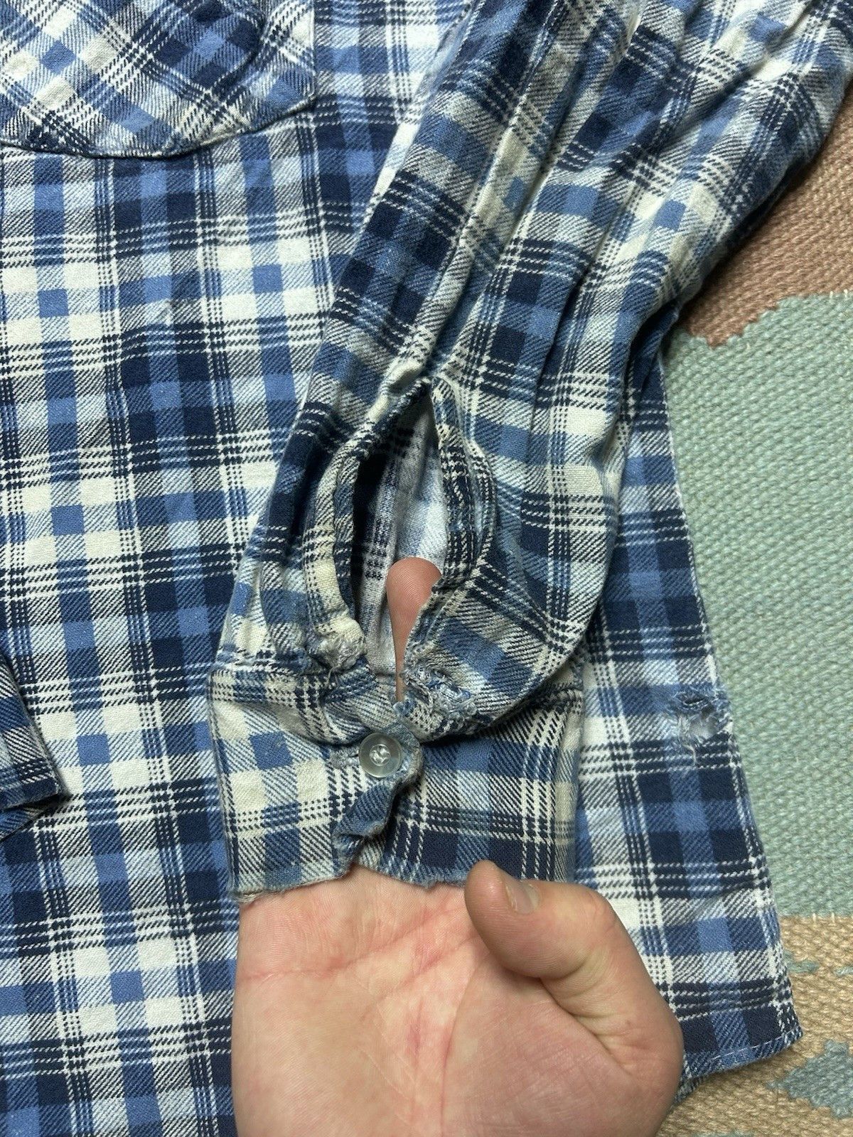 Vintage VTG 80s flannel shirt brushed cotton distre soft plaid large Size US L / EU 52-54 / 3 - 5 Thumbnail