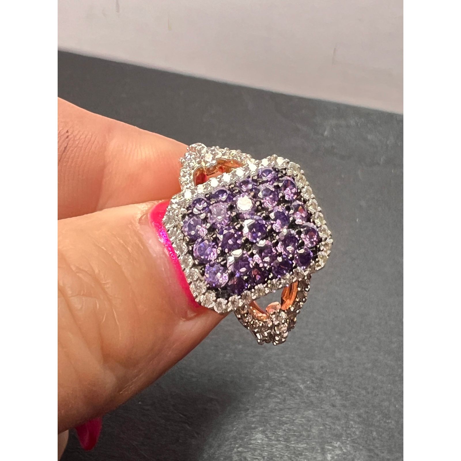 Other Purple and white CZ rose gold over 925 ring size 9 Size ONE SIZE - 2 Thumbnail