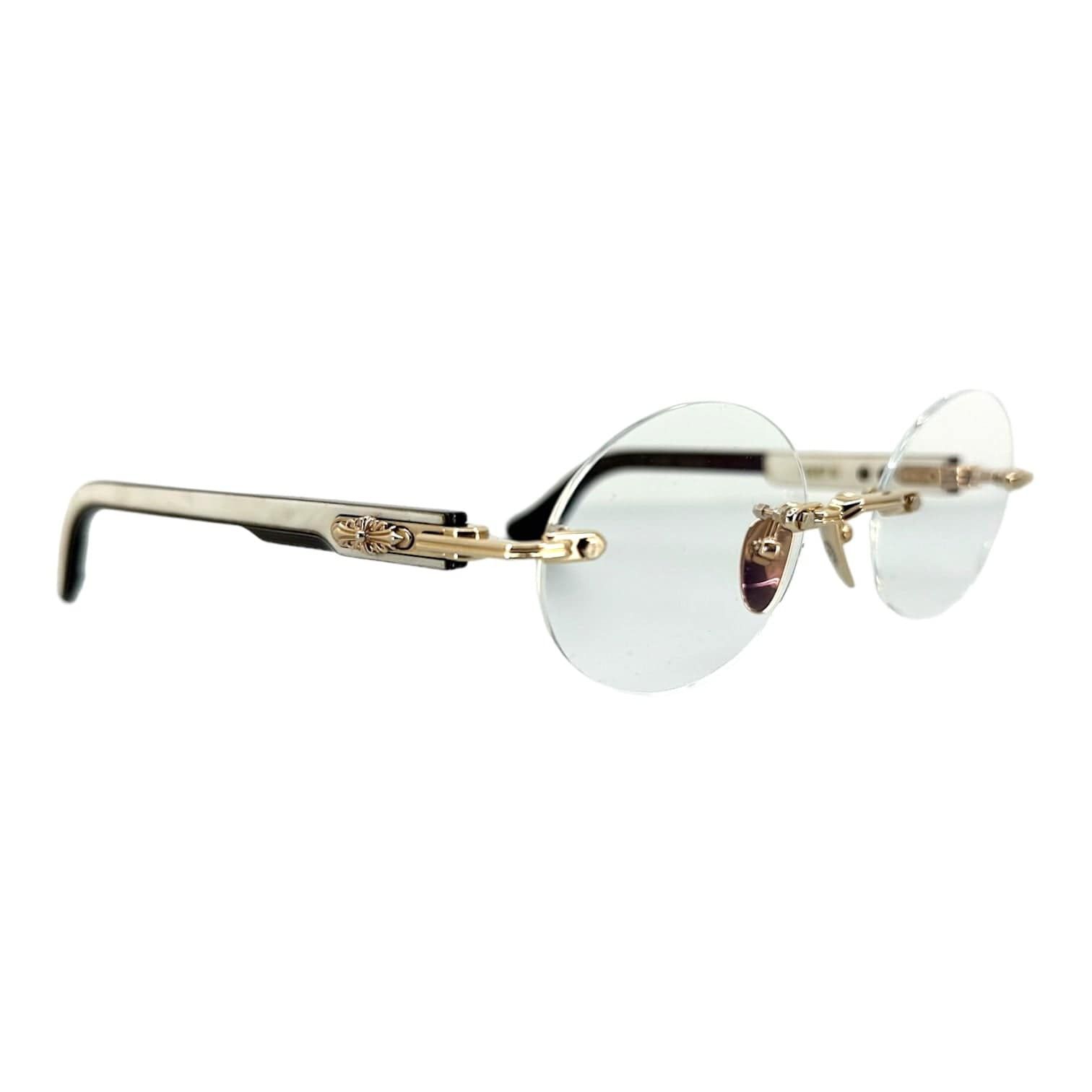 Chrome Hearts Deep 3 Enamel Frame Glasses White Gold (Clear Lenses ...